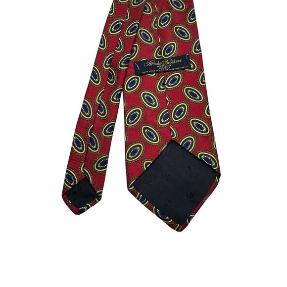 Brooks Brothers Makers Silk Tie Red Oval Pattern Handmade In USA - Picture 4 of 6